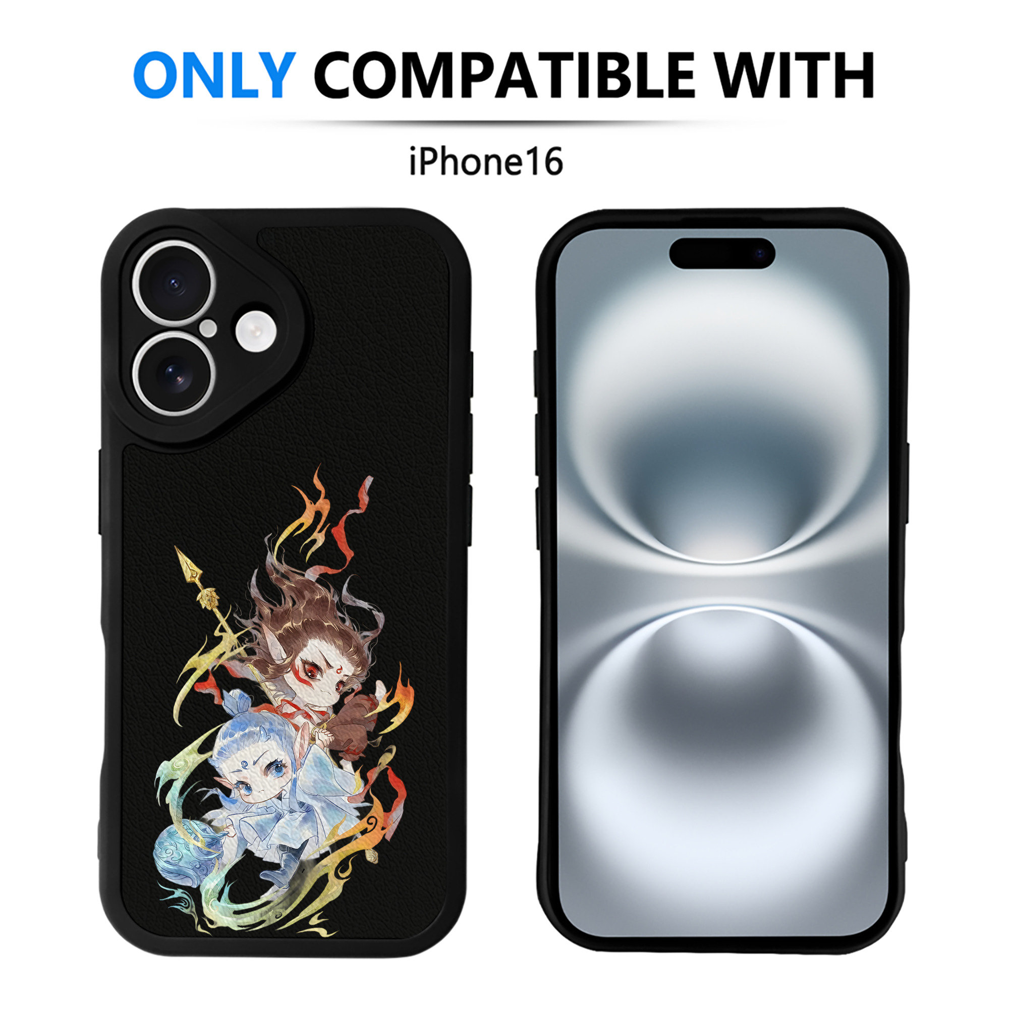 （画像用） Ne Zha 2 ナタ 魔童の大暴れ 【iPhone 16シリーズ対応】シリコンスマホケース（レザー調） 材質：シリコン